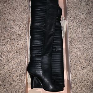 Over the knee black genuine leather BCBG boots